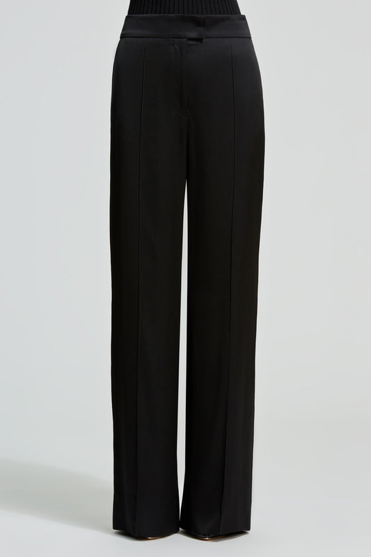 Double satin straight leg trousers