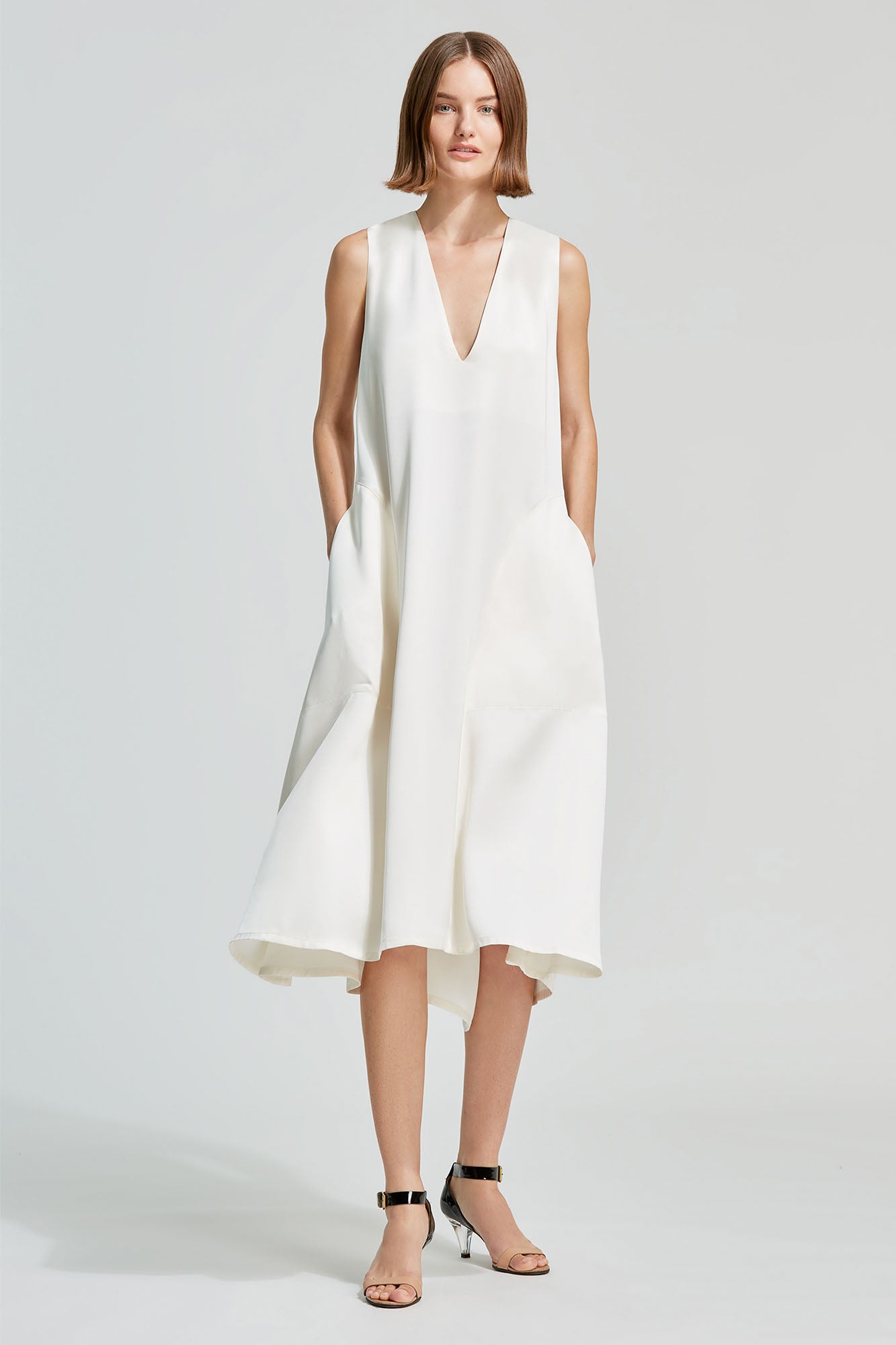 Serena abito midi in double satin