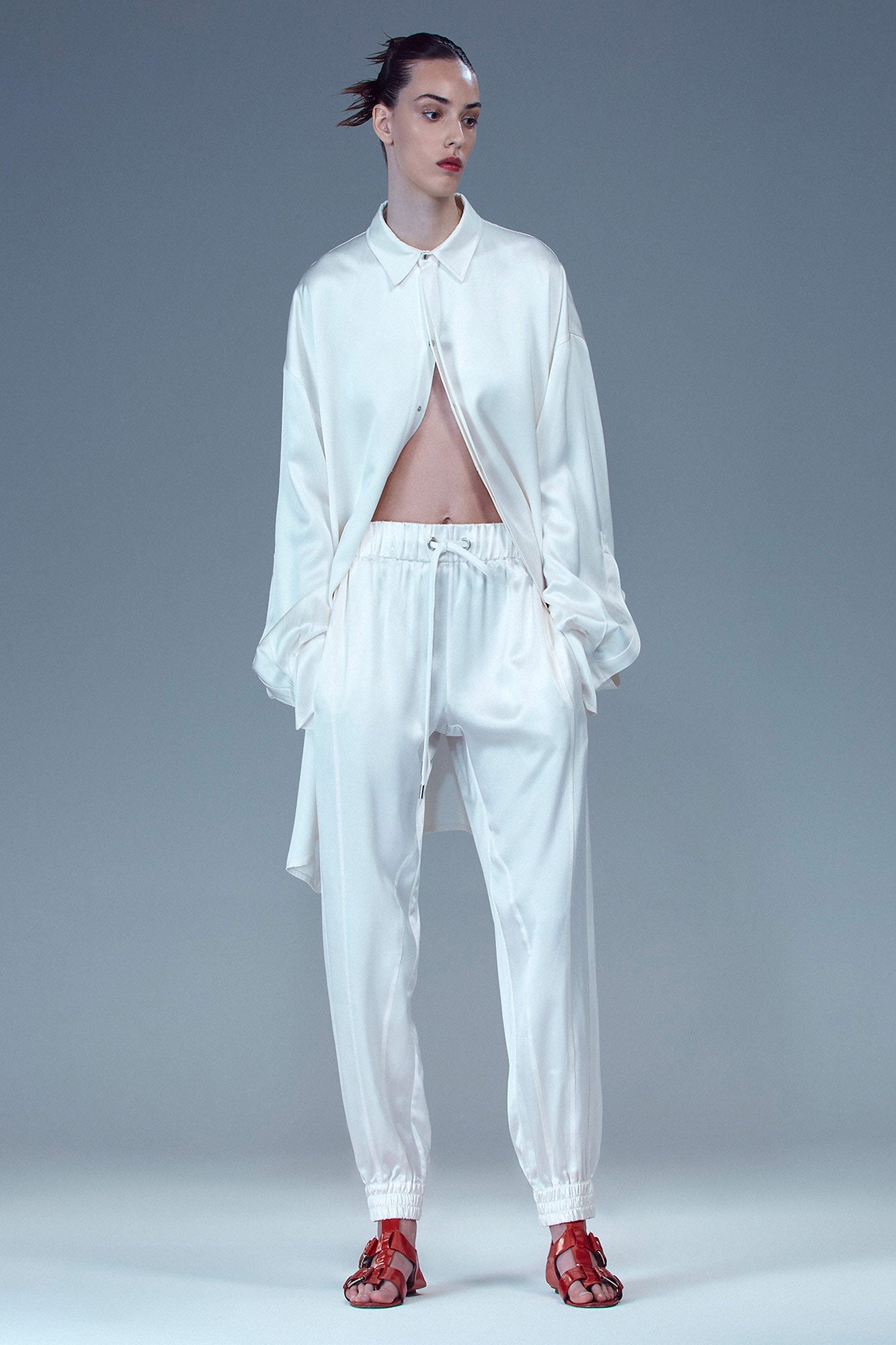 Pantaloni jogger in raso doppio Valentina