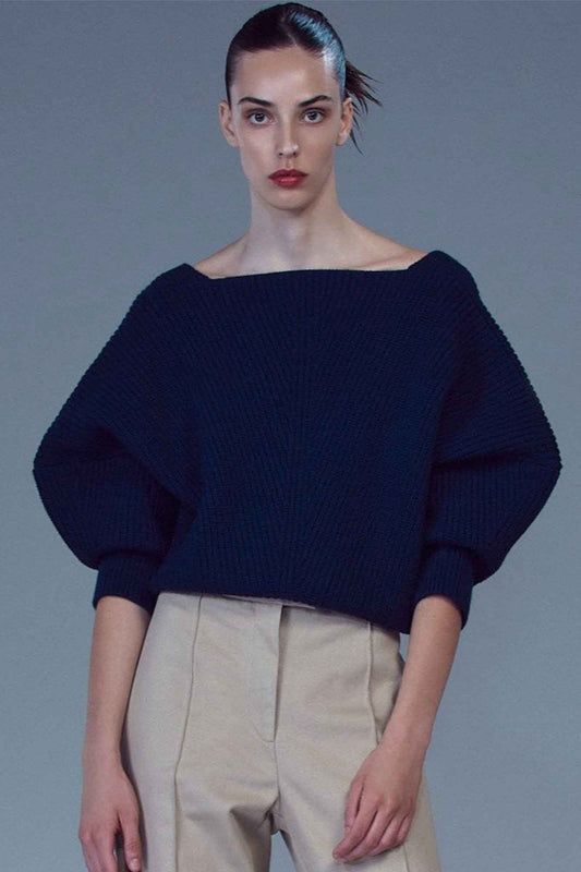 V-neck english rib cashmere sweater