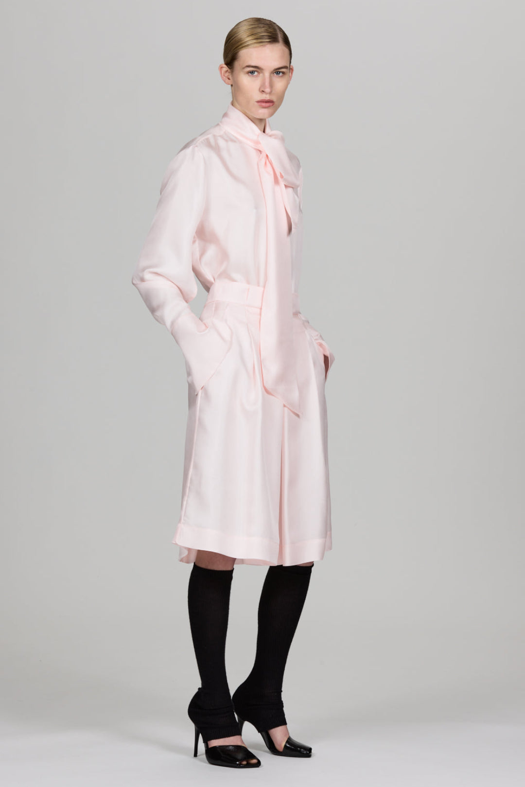 Shirt With Scarf In Silk Twill