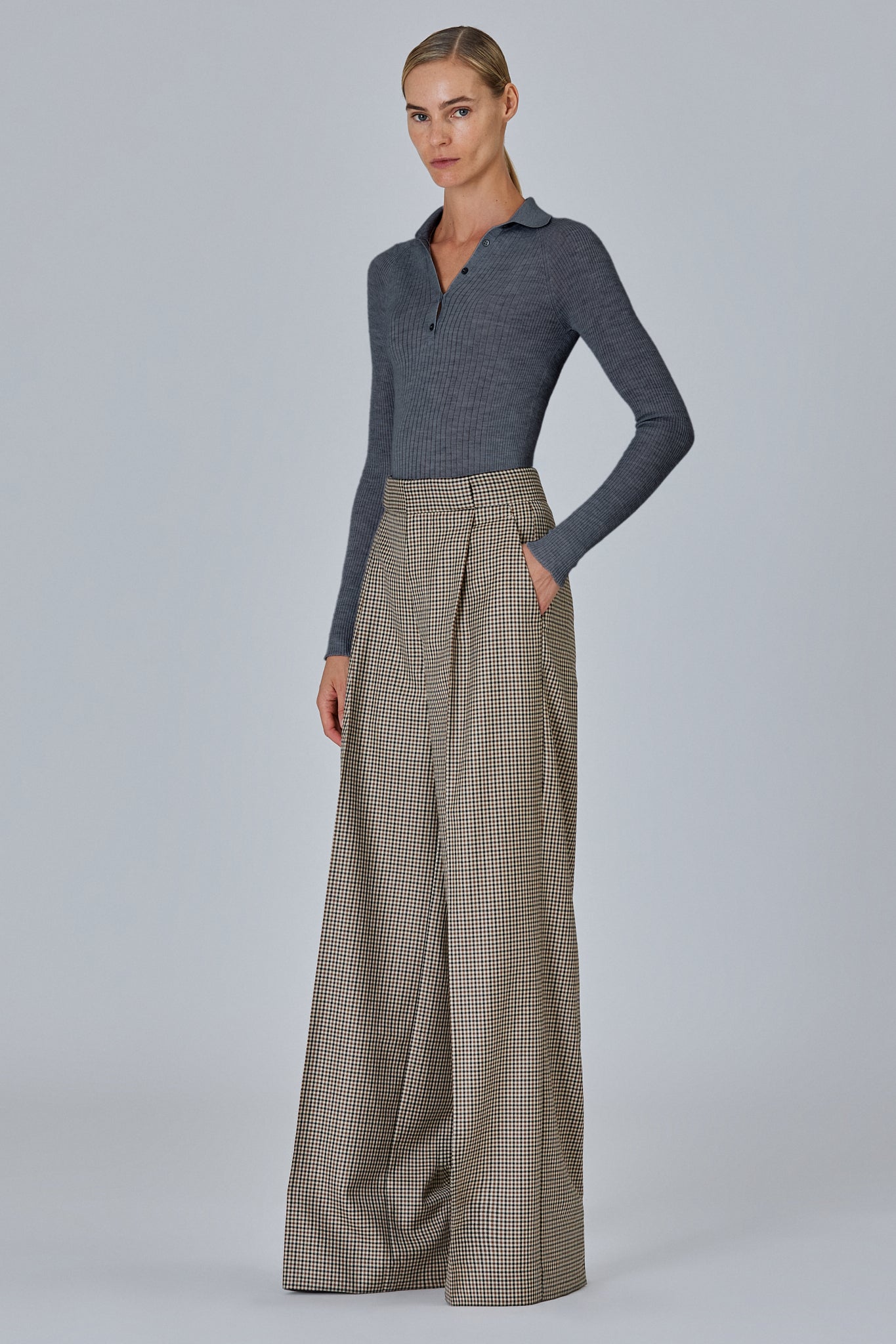 Ribbed Polo Sweater
