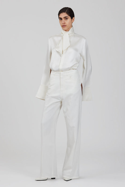 Shirt with scarf in double satin