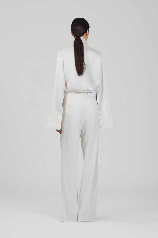 Pantaloni Bogart in lana con una pince