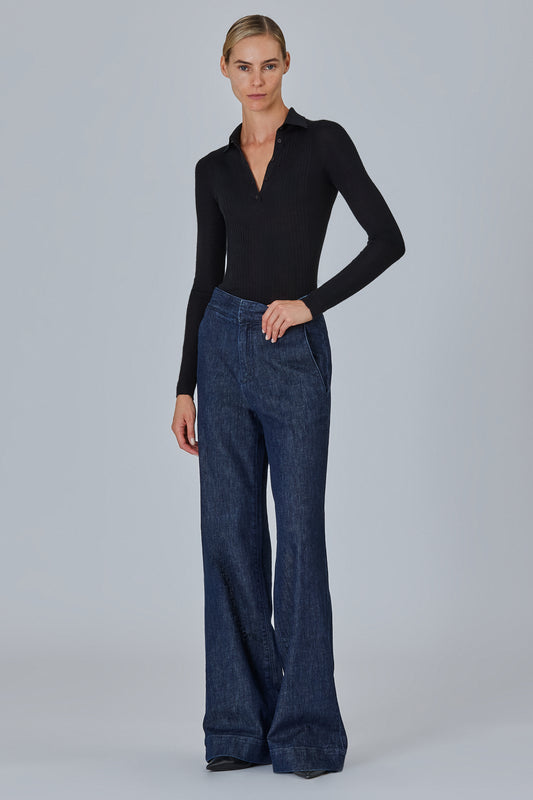 Ribbed Polo Sweater