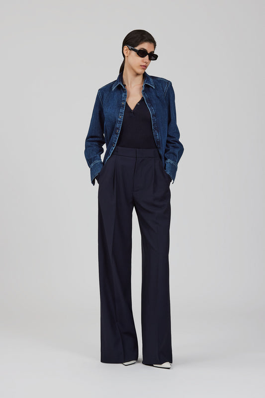 Pantaloni Bogart in lana con una pince