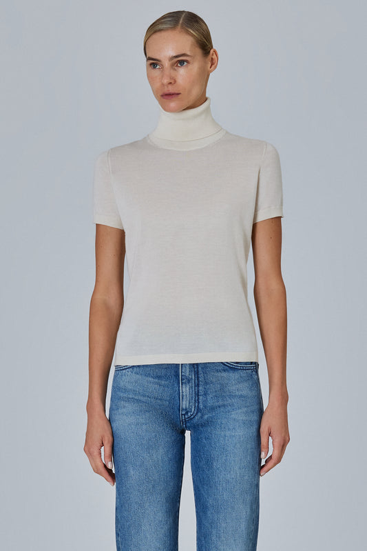 High Neck Short Sleeve Plain Stitch