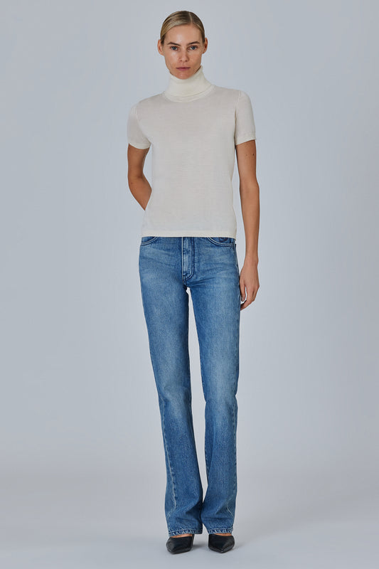High Neck Short Sleeve Plain Stitch