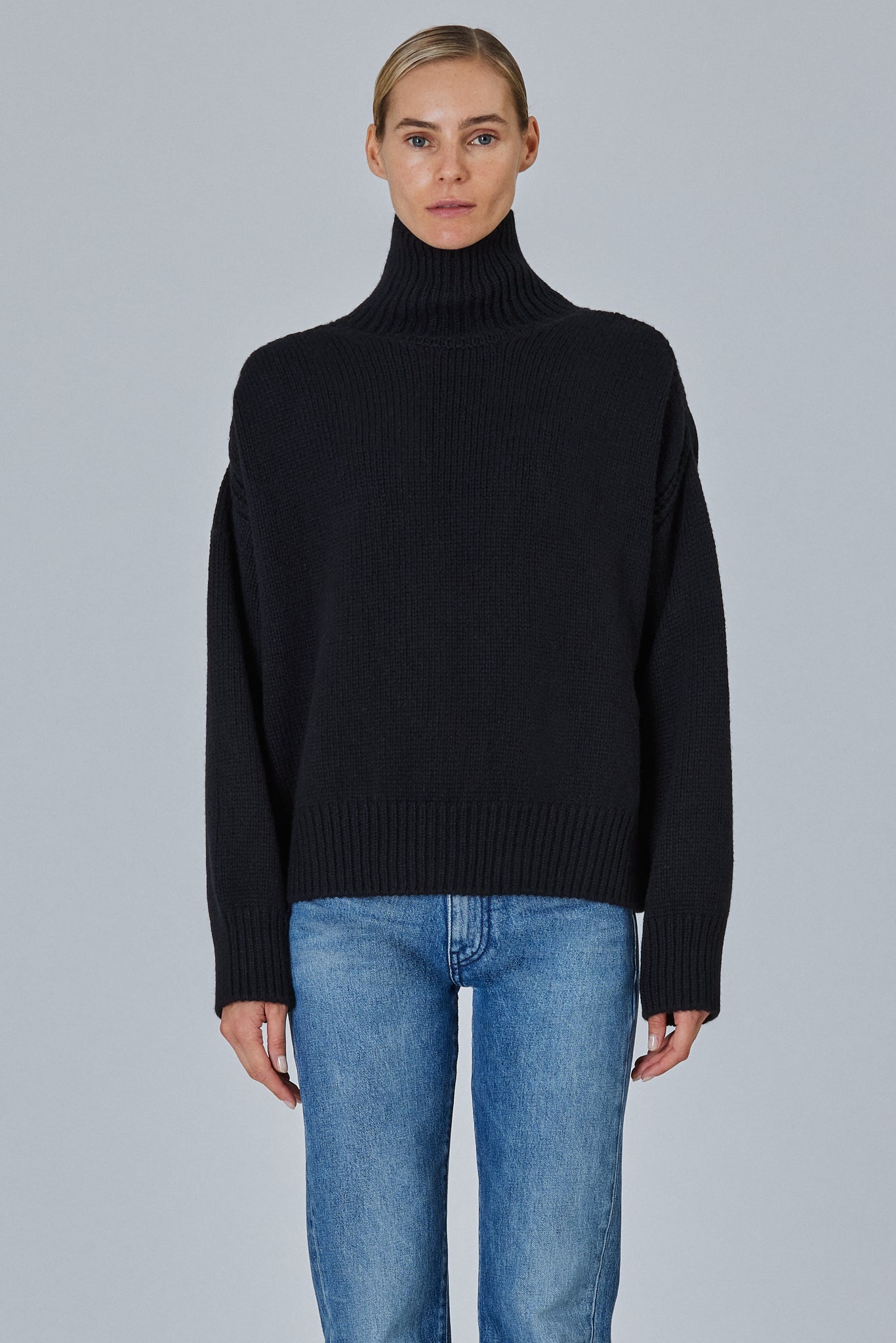 Raglan High Neck Sweater With Back Slit