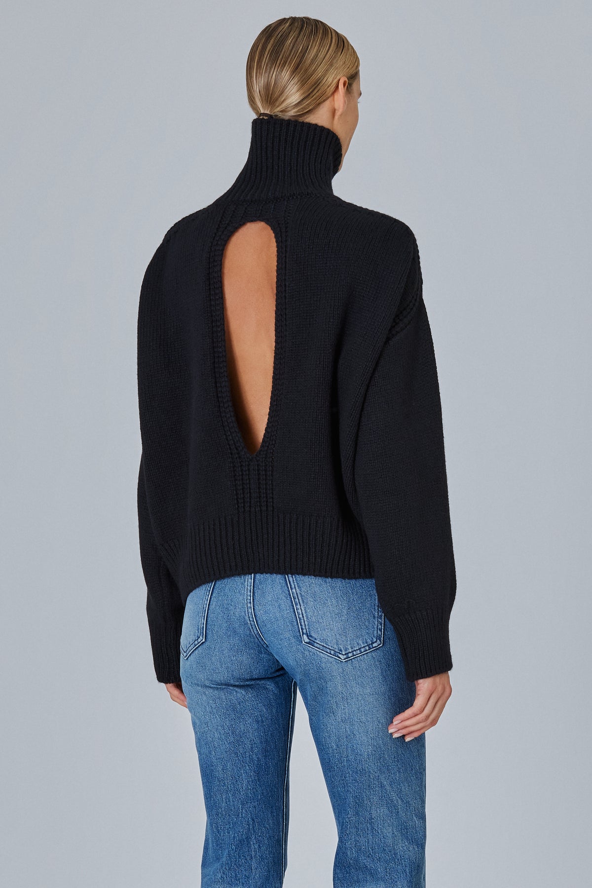Raglan High Neck Sweater With Back Slit