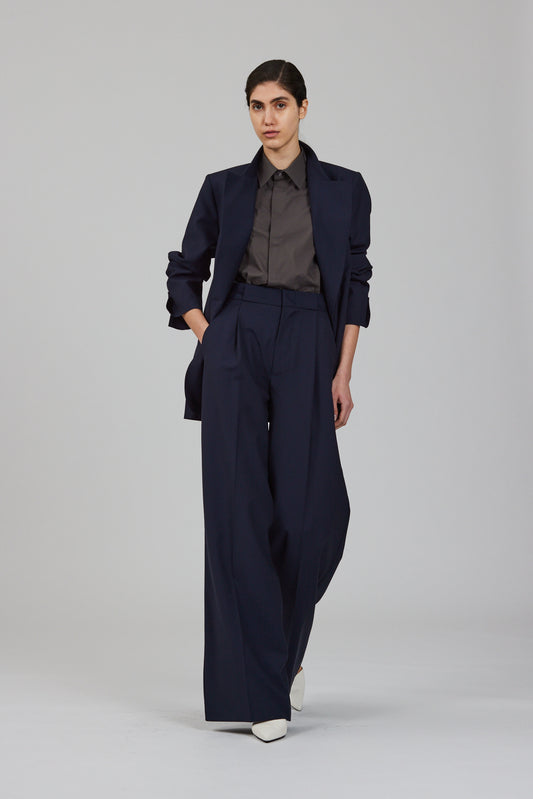 Bogart wool single pleat trousers
