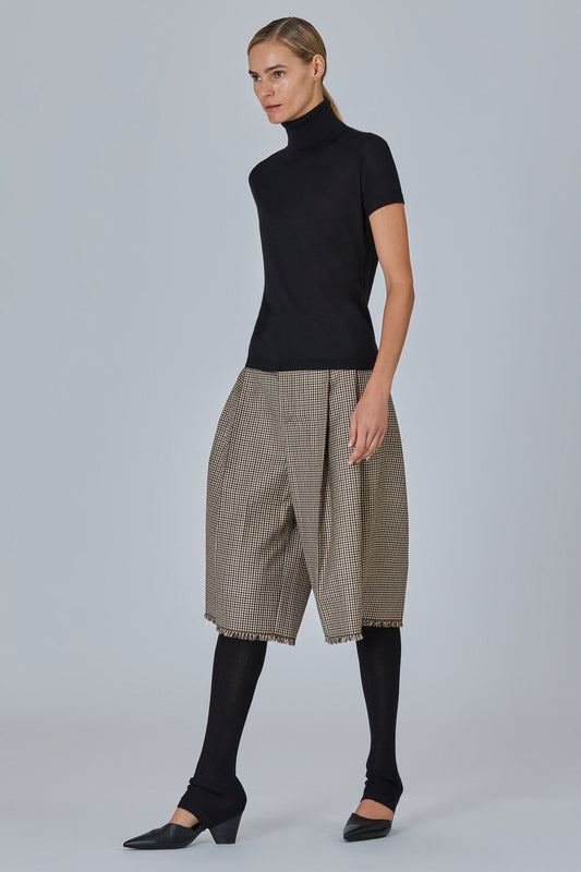 High Neck Short Sleeve Plain Stitch