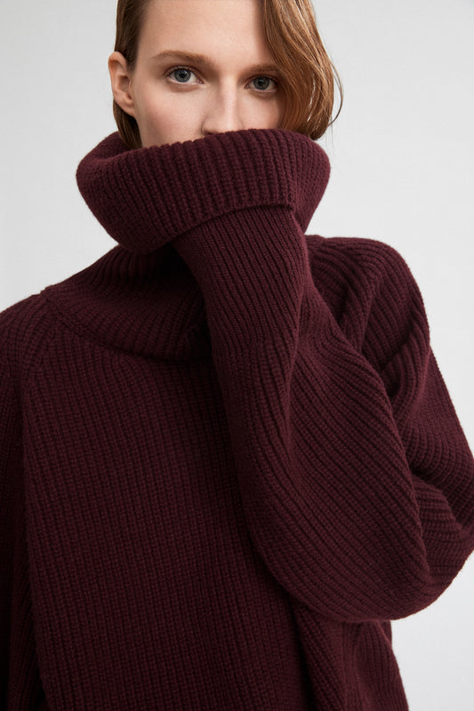 High neck cashmere blend sweater