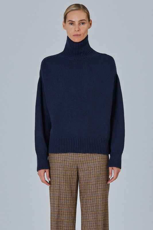 Raglan High Neck Sweater With Back Slit