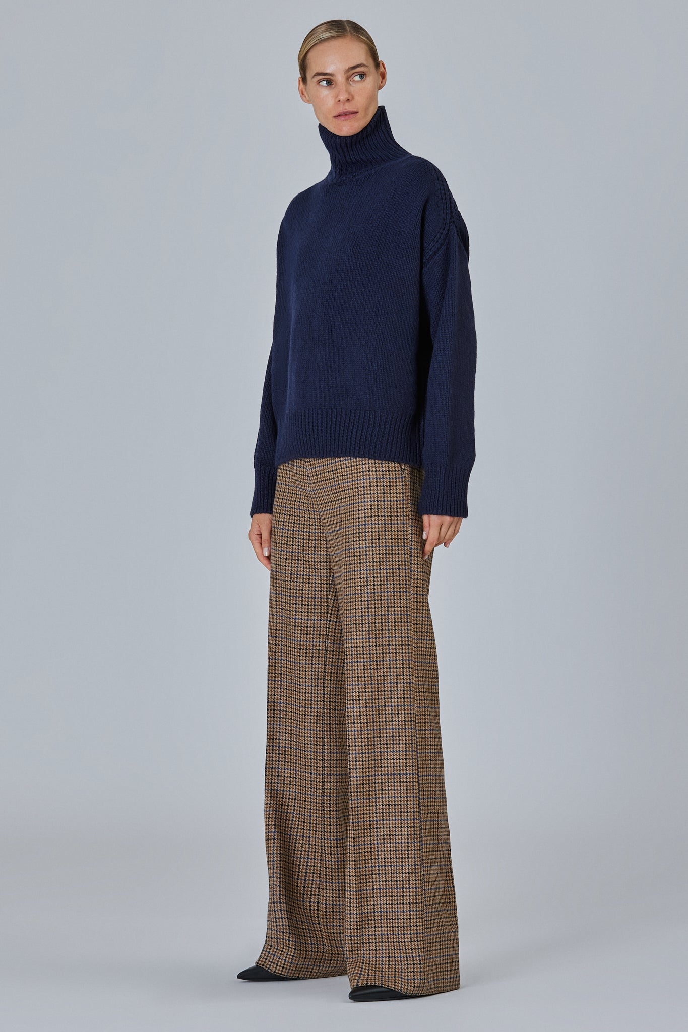 Raglan High Neck Sweater With Back Slit