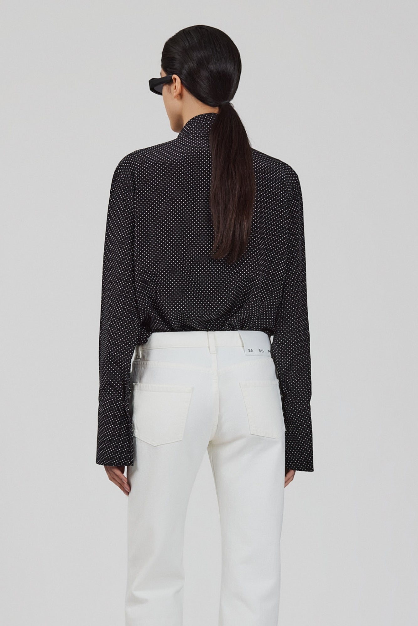 Shirt with scarf in crepe de chine