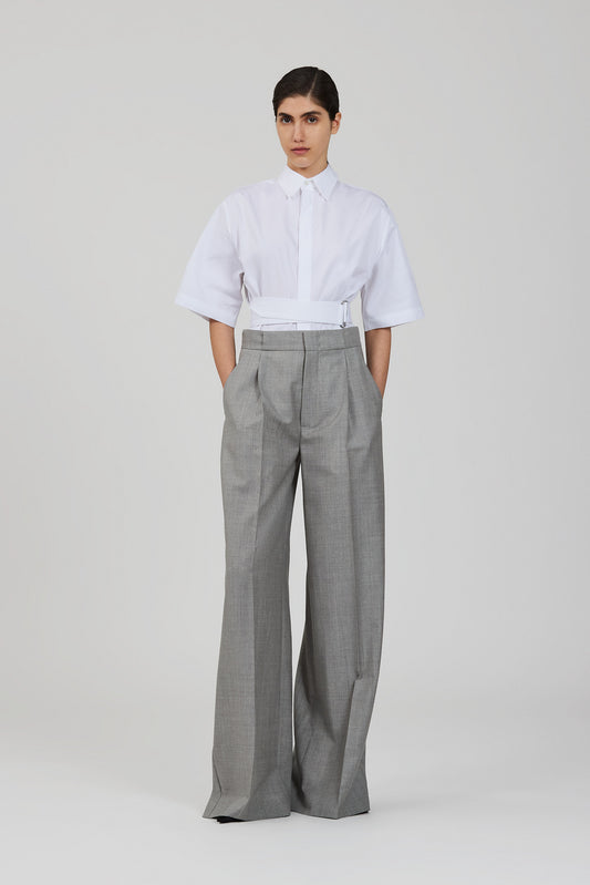 Bogart wool single pleat trousers