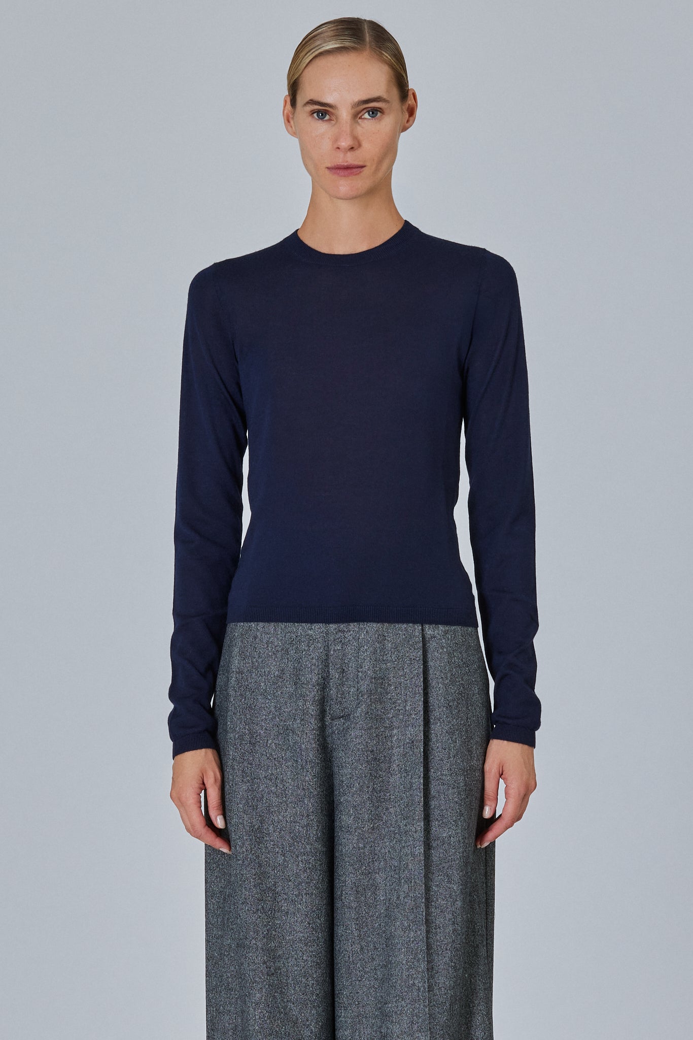 Round Neck Long Sleeve Plain Stitch