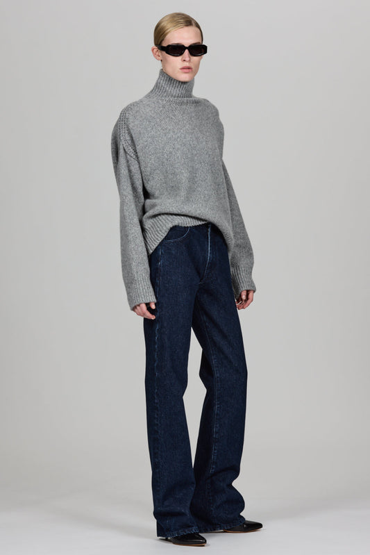 Raglan High Neck Sweater With Back Slit