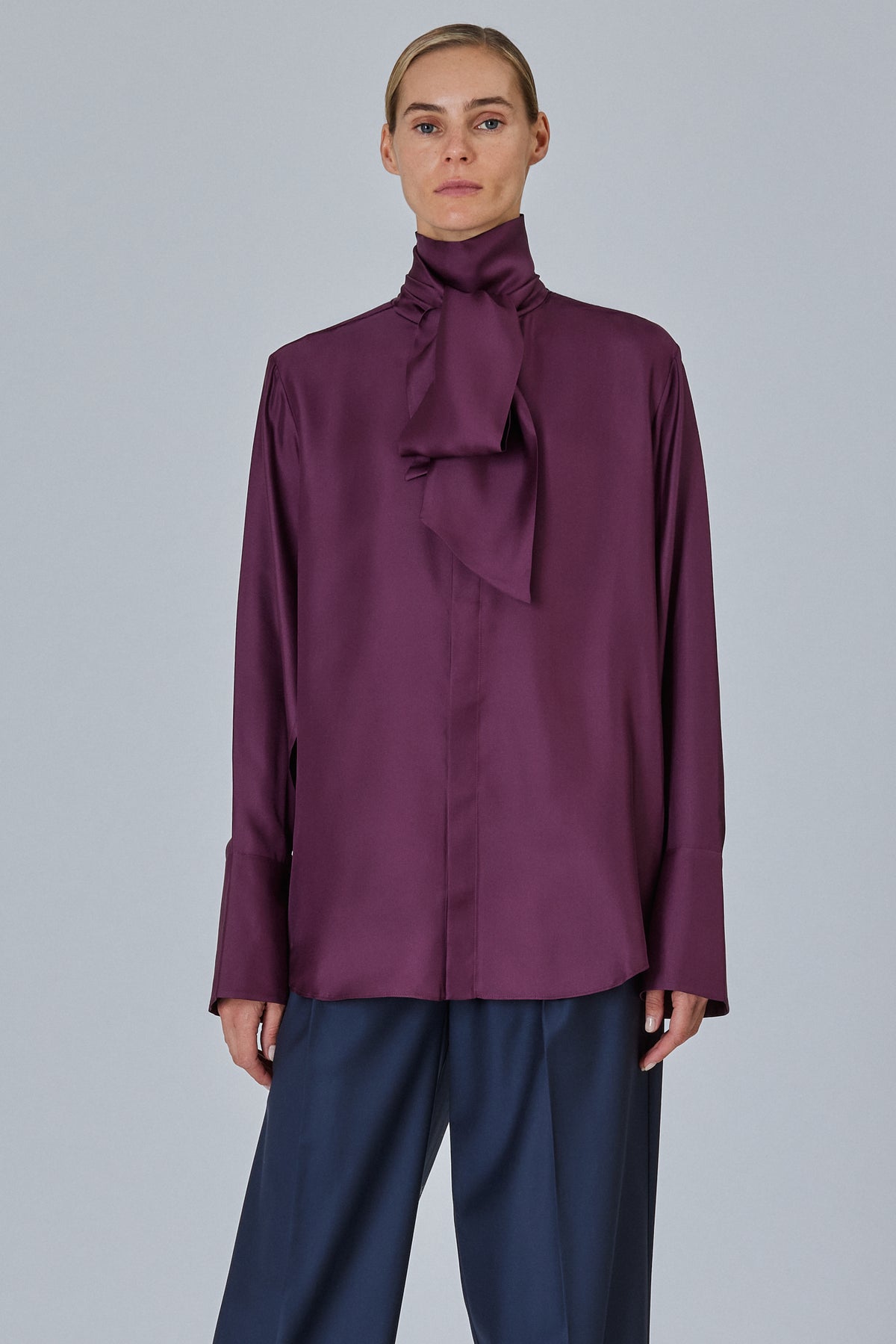 Shirt With Scarf In Silk Twill