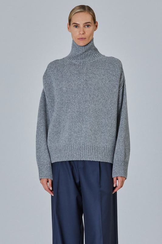 Raglan High Neck Sweater With Back Slit