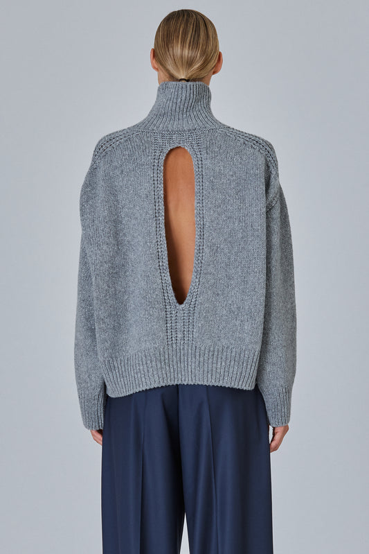 Raglan High Neck Sweater With Back Slit