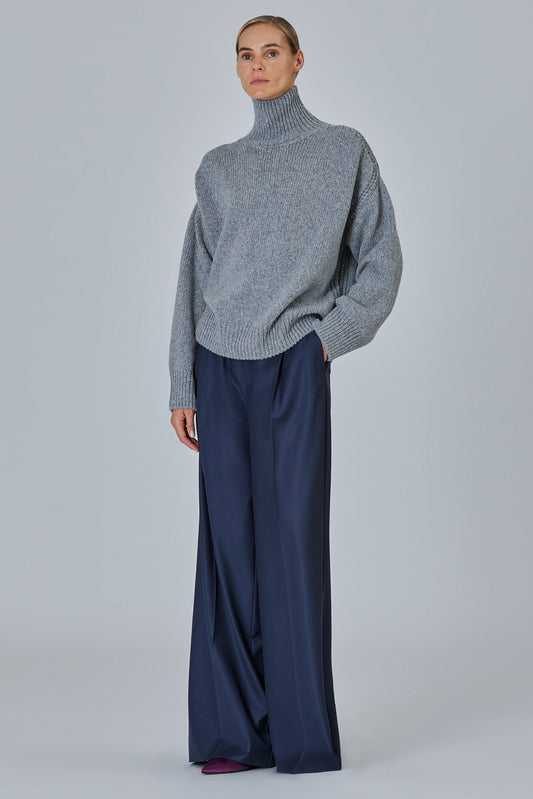 Raglan High Neck Sweater With Back Slit