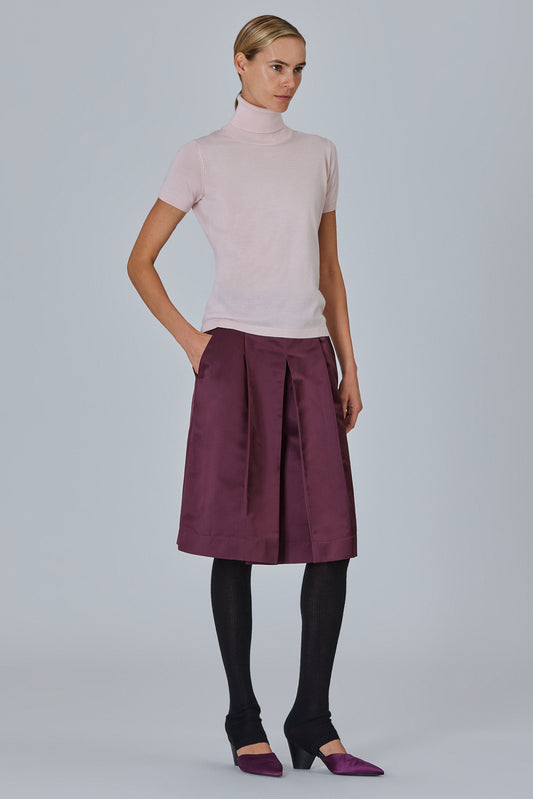High Neck Short Sleeve Plain Stitch