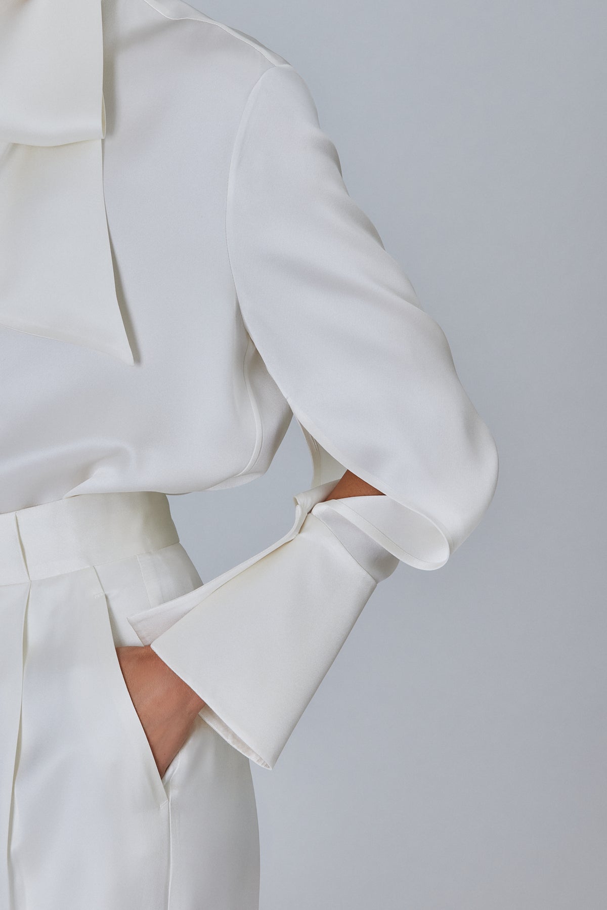 Shirt With Scarf In Double Satin