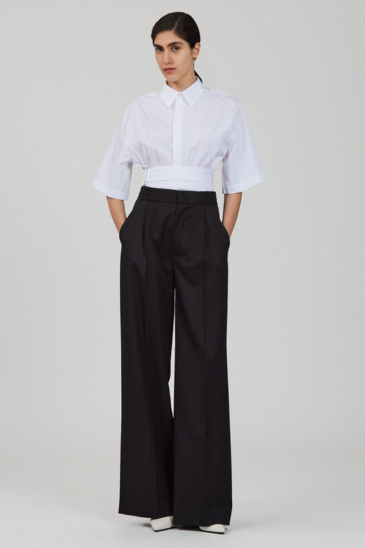 Pantaloni Bogart in lana con una pince