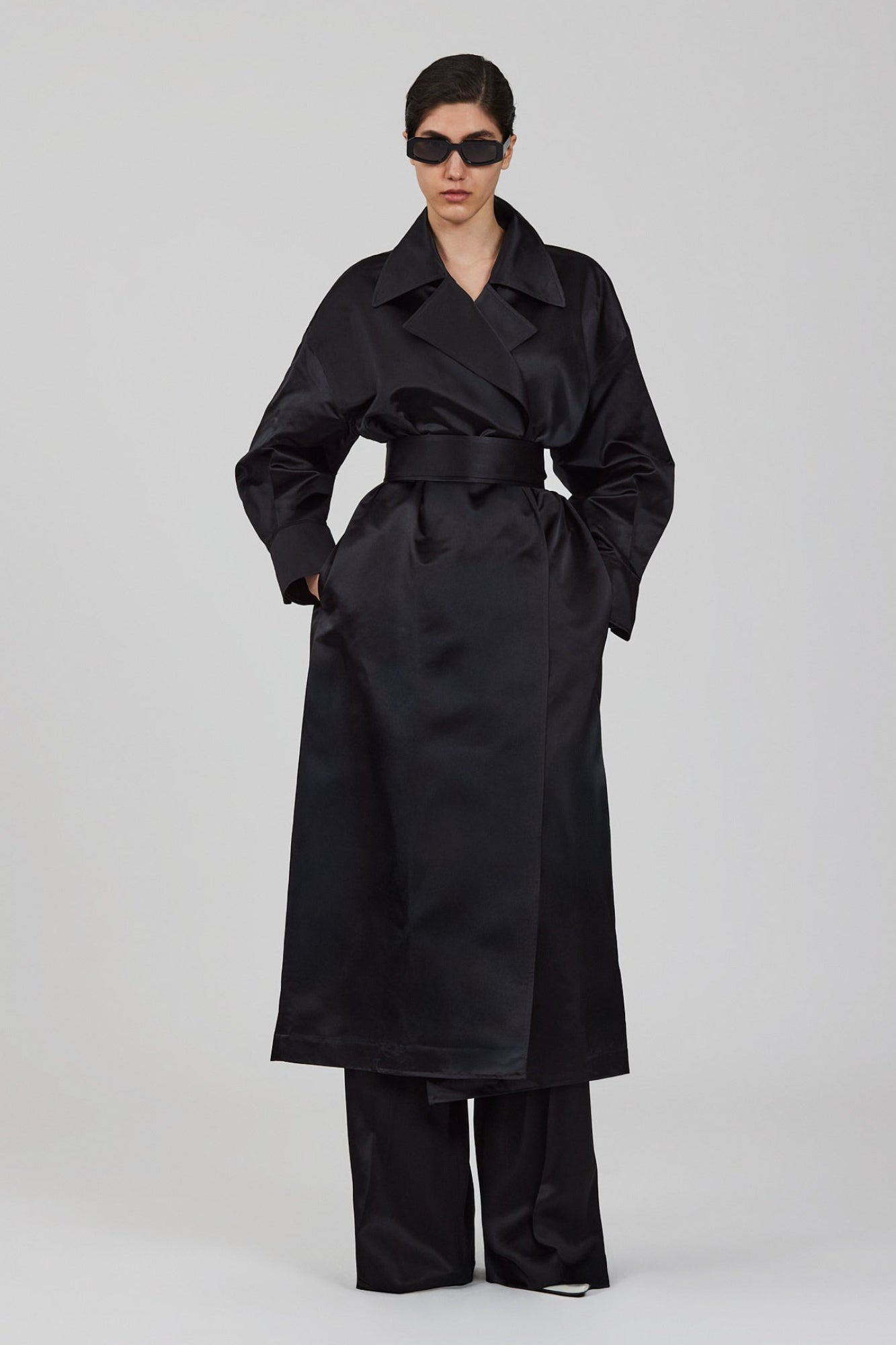 Valentina silk duchesse trench