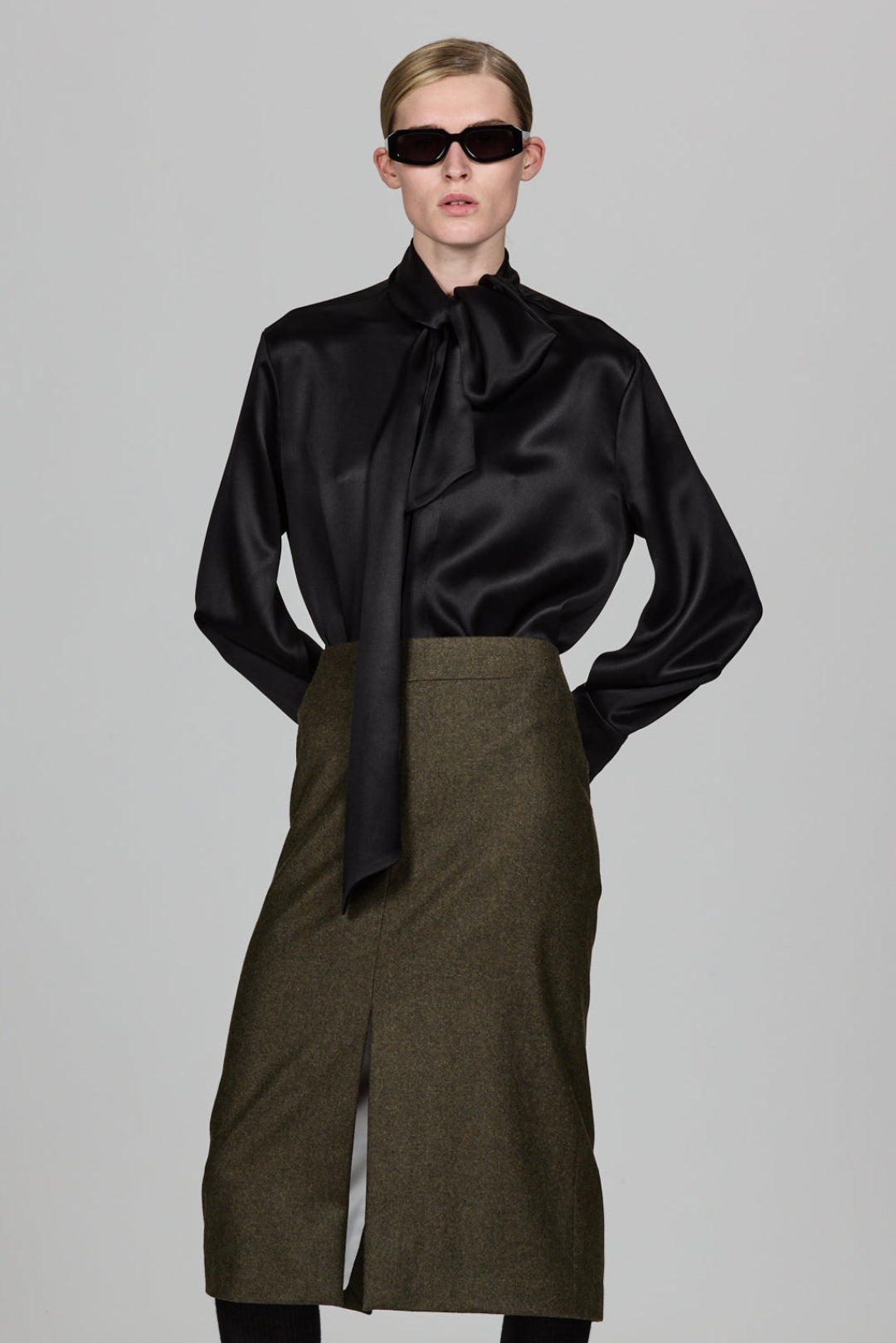 Shirt With Scarf In Double Satin