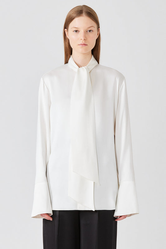 Shirt with scarf in double satin