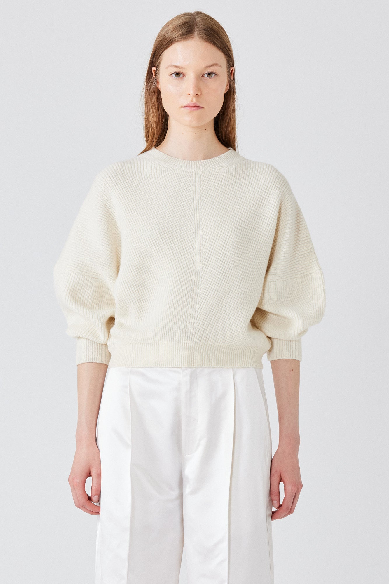 Mina english ribbed bat wing cashmere sweater