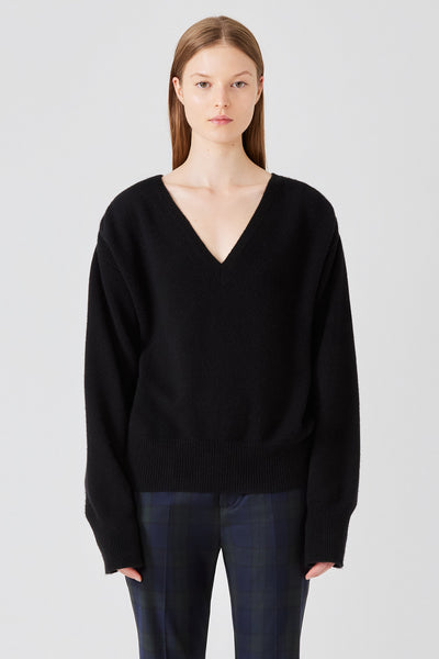 V12 セーター Cashmere Braid-Detail V-Neck Sweater | Garnet Hill