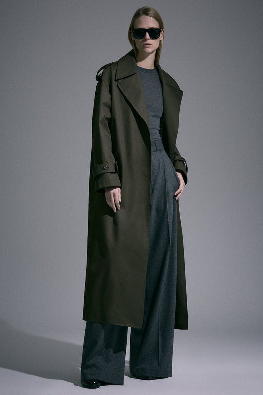 Valentina cotton gabardine trench with belt