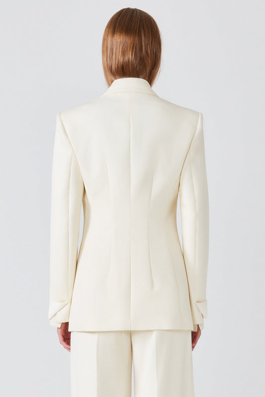 Tuxedo double breast jacket with silk revere