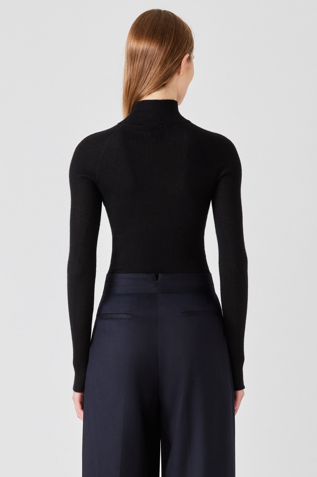 Ribbed cashmere silk lupetto sweater