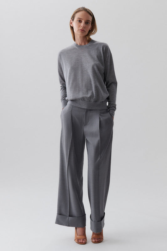 Bella trousers in wool with turn up cuffs