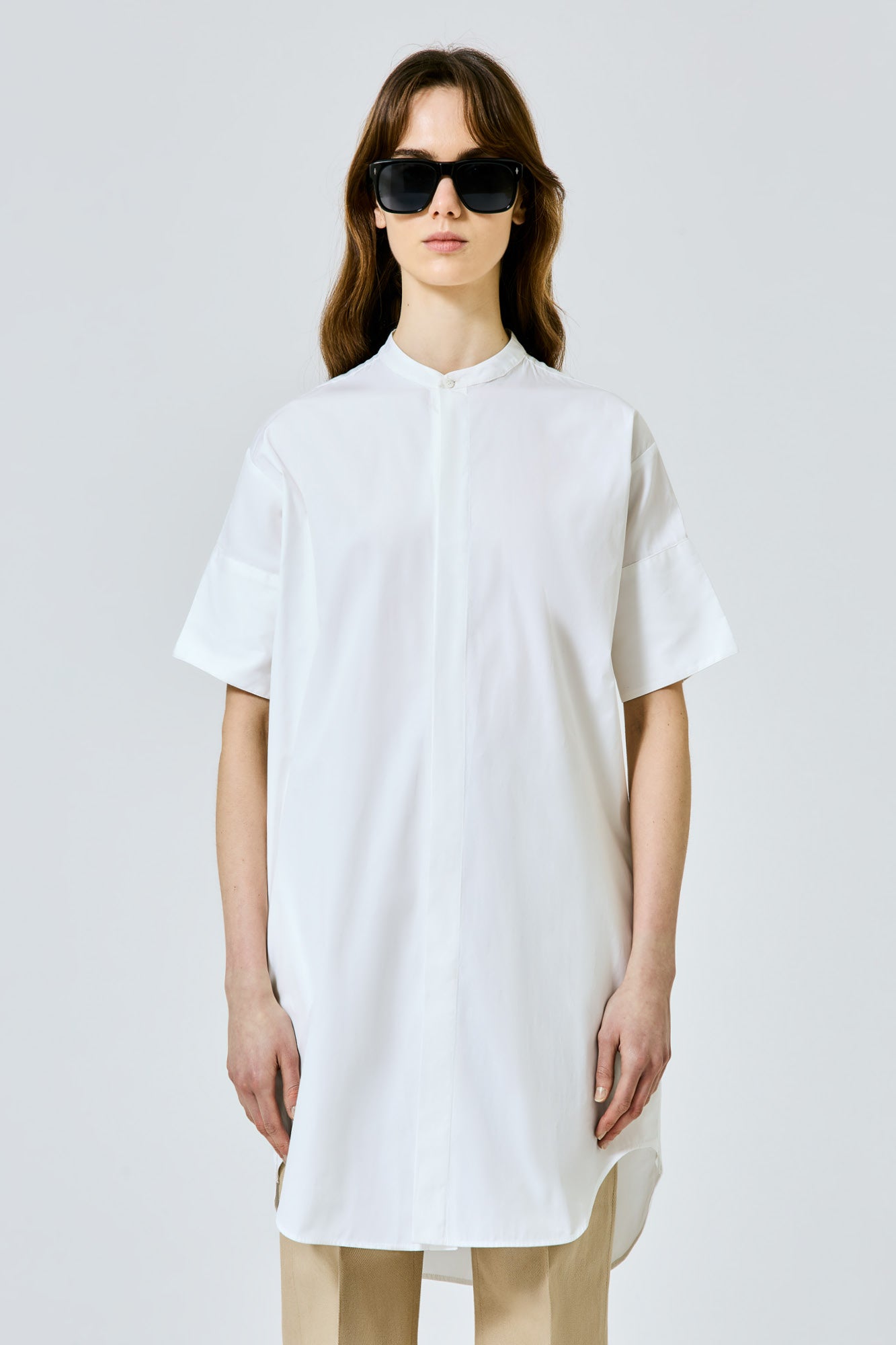 Daria short shirt dress with belt in cotton poplin