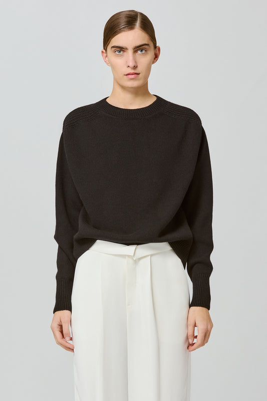 Medea round neck cashmere sweater with back slit