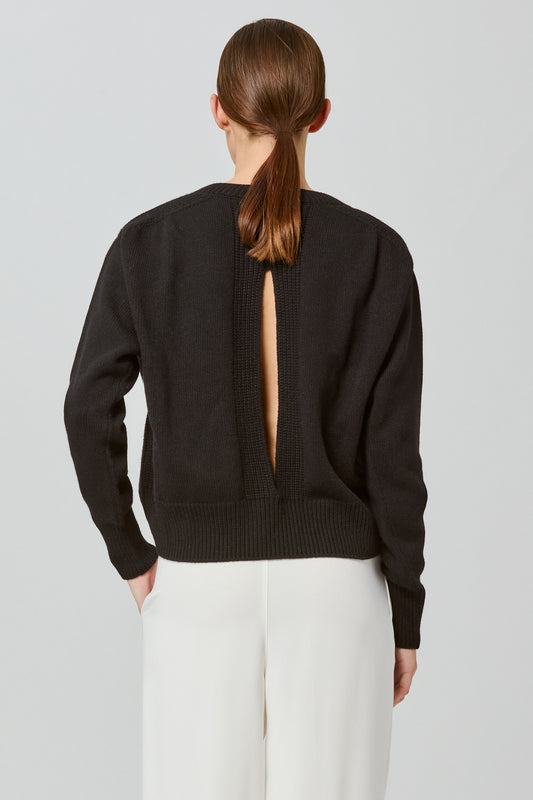 Medea round neck cashmere sweater with back slit