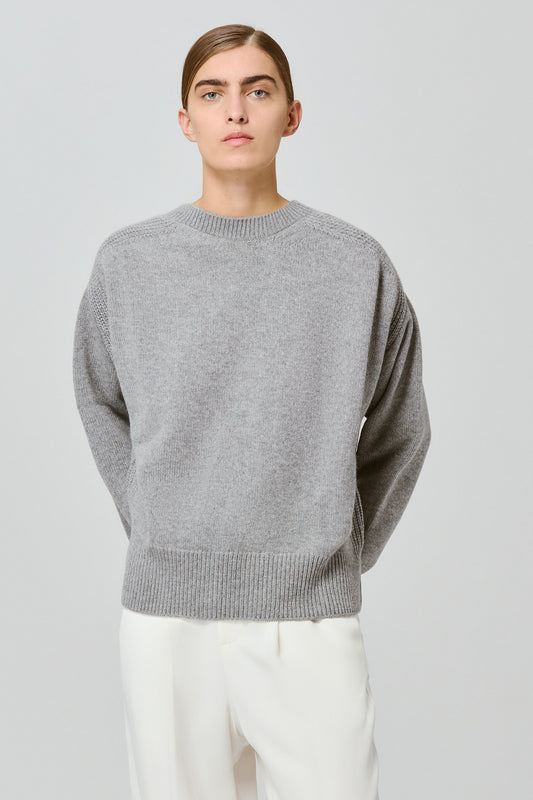 Medea round neck cashmere sweater with back slit