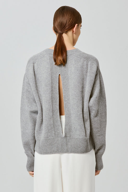 Medea round neck cashmere sweater with back slit