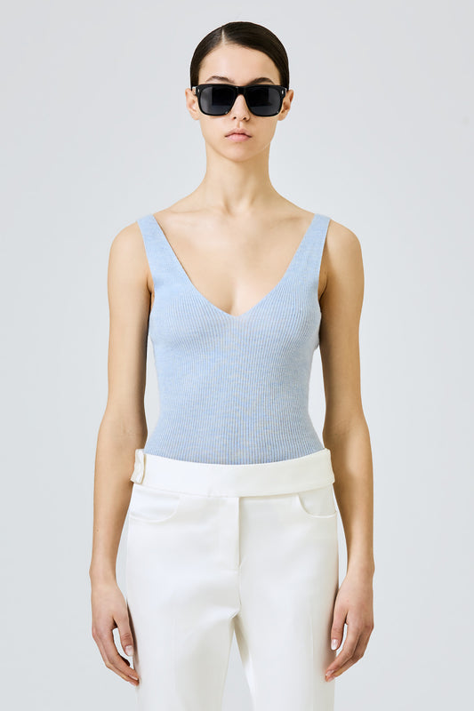 Ribbed cashmere silk tank