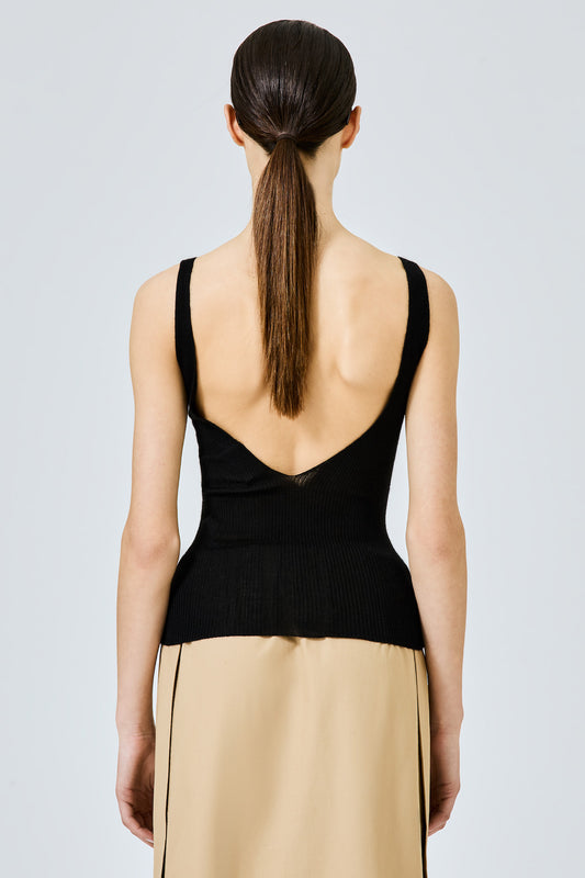 Ribbed cashmere silk tank