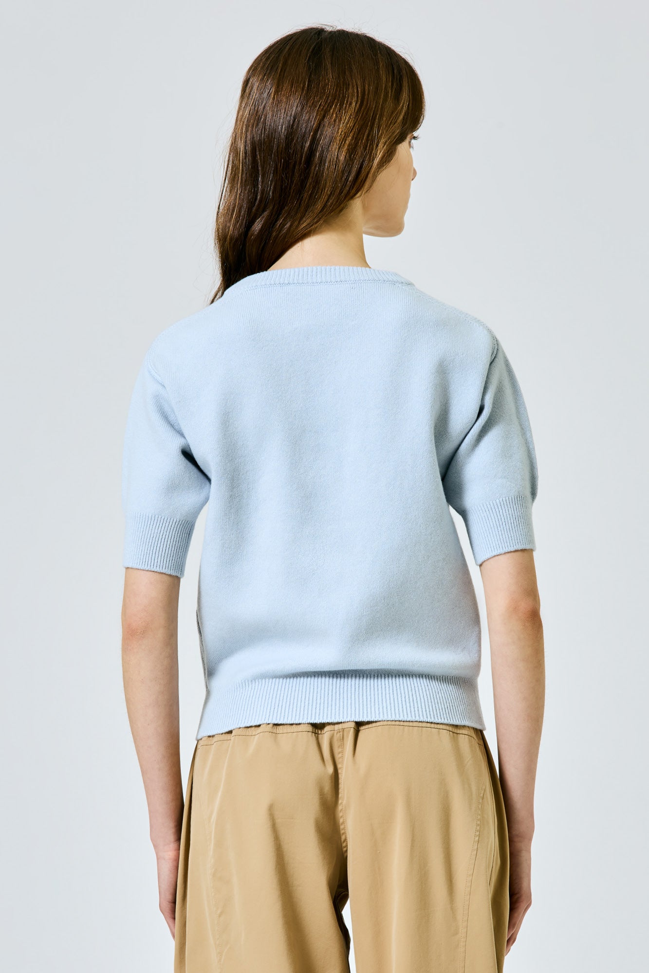 Cashmere stretch short sleeves sweater
