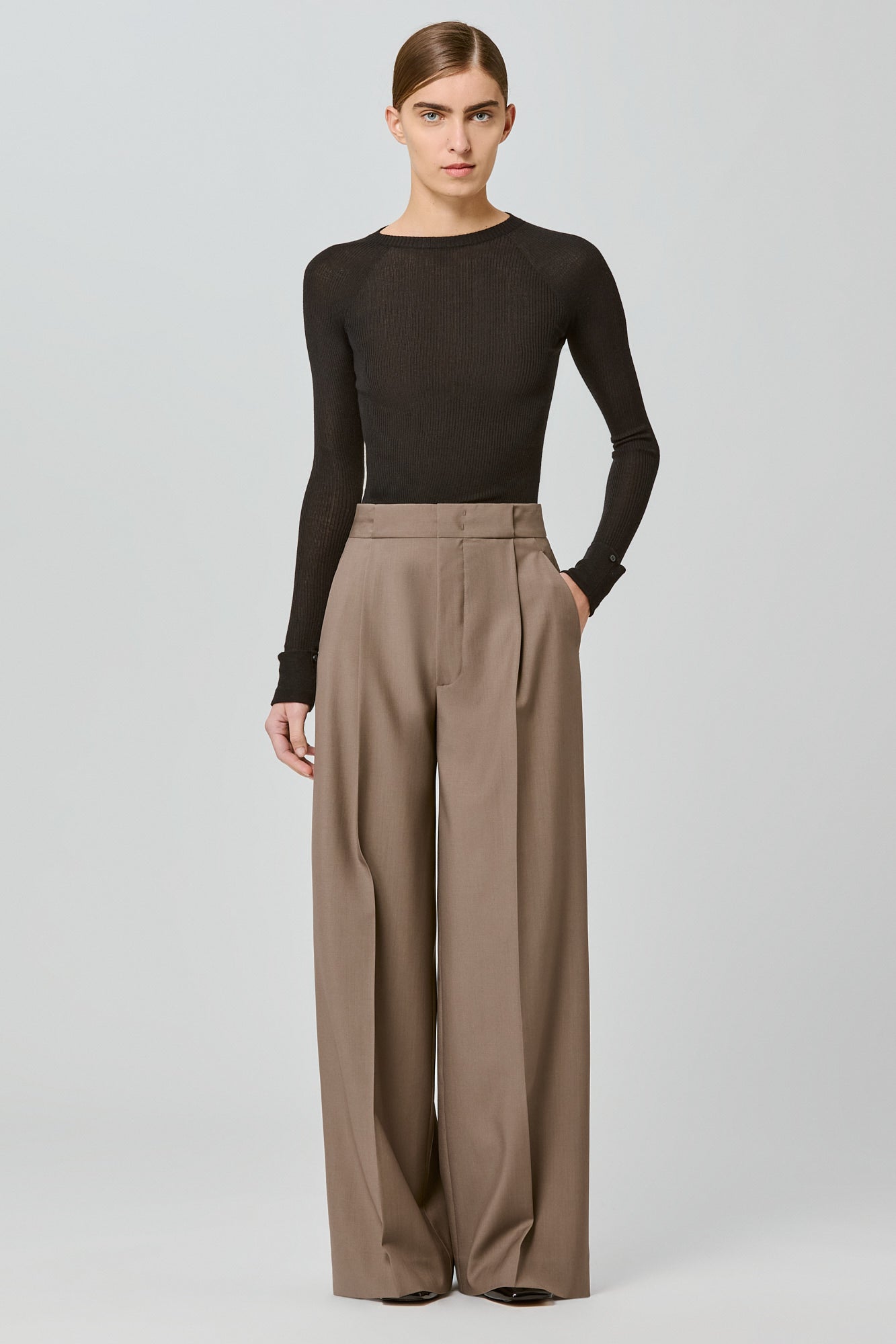 Bogart wool single pleat trousers