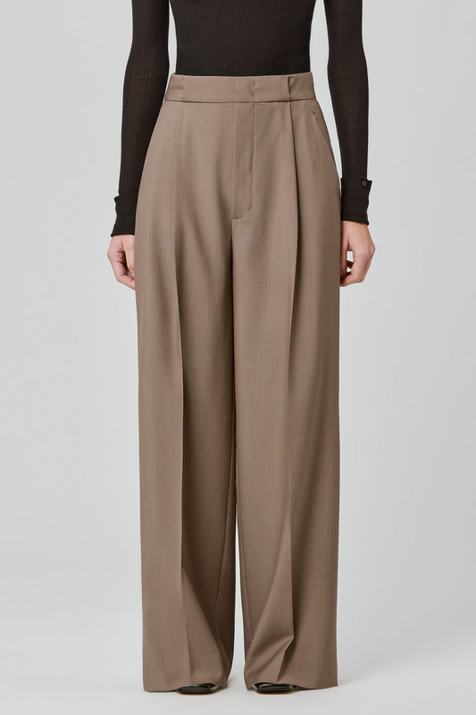 Bogart wool single pleat trousers