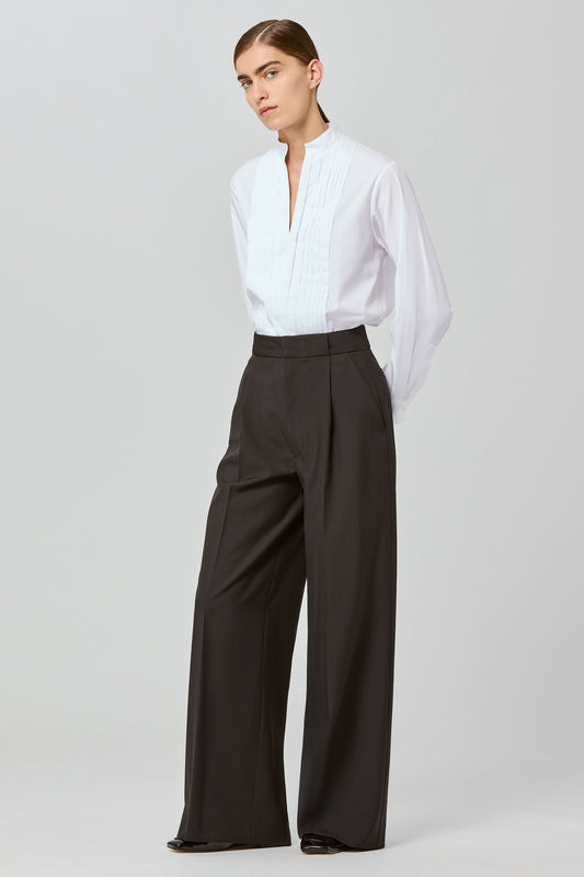 Bogart wool single pleat trousers